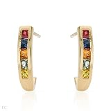 Gold Plated Silver 1.65 CTW Sapphire Ladies Earrings. Length 17.5 mm. Total Item weight 2.5 g.