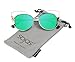 SojoS Womens Stylish Flash Mirror Lenses Metal Frame Round Cat Eye Sunglasses SJ1031 With Gold Frame/Green Lens