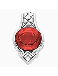 14K White Gold Oval Cut Chatham Created Ruby and Diamond Pendant -- LIFETIME WARRANTY