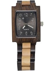Orient Idea Black Square Dial Silver Markers Wood Watch for Men & Women
