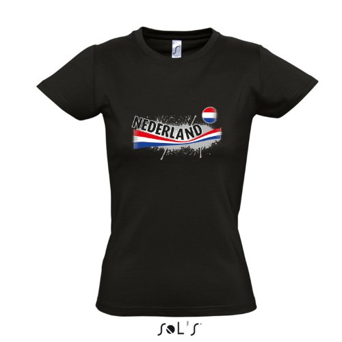 Fanshirt-Damen NEDERLAND, Niederlande, Holland Ländershirt EM / WM Trikot S-XXL , Deep black , L