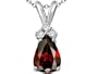 1.56 cttw 14k Gold Genuine Garnet and Diamond Pendant in 14k White Gold