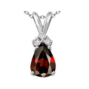 1.56 cttw Genuine Garnet and Diamond Pendant in 14k White Gold LIFETIME WARRANTY