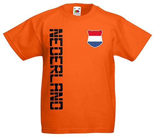 Niederlande Nederland Kinder EM 2016 T-Shirt Trikot Name Nummer (Orange, 152)