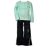 Toddler Girls Clothes AQUA BREEZE 2Pc Outfit Jeans Set FLAPDOODLES Girl 2T-4T
