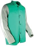 Magid 1830LSL SparkGuard Flame Resistant Cotton Standard Weight Jacket with Grey Leather Sleeves, 30