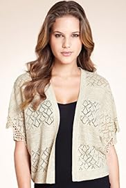 Indigo Collection Crochet Cover Up Cardigan with Linen