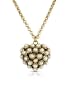 Alcozer & J Heart Pendant Necklace w/Glass Pearls