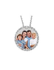 Circle Of Life Diamond Photo Pendant - Available in 2/3 Inch x 2/3 Inch and 1 1/4 Inch x 1 1/4 Inch - In 14k Gold and Sterling Silver