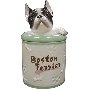 Boston Terrier Collectible Dog Puppy Cookie Jar Container Figurine Art by