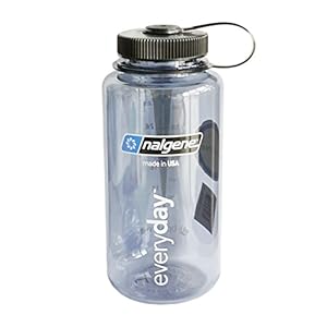 Nalgene BPA Free Tritan Wide Mouth Water Bottle, 32 Oz, Gray with Black Lid