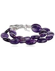 Sterling Silver Double Strand Oval Bead Bracelet, 7.5"