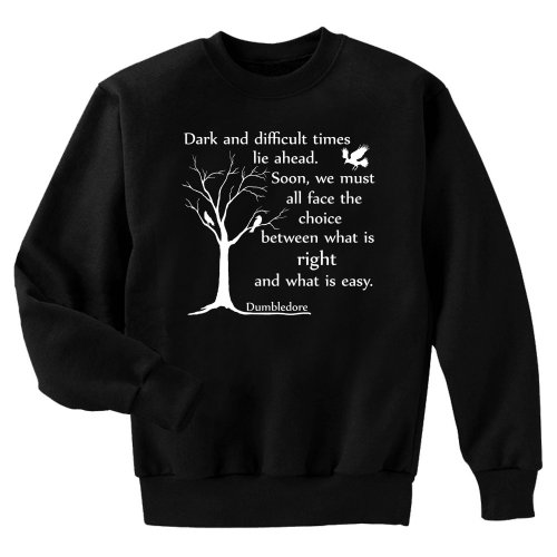 Dumbledore Dark Times Quote - Harry Potter - Black Crewneck Sweatshirt (Large)