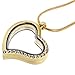 RUBYCA Living Memory Heart Locket Snake Chain Necklace Crystal Floating Charm DIY Gold Tone 5Pcs