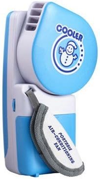 1 X Mini Handheld Air Conditioner Cooling Fan, Powered By Batteries or USB - For Sports, Hiking, Camping, Airplanes, Etc. -By Shiningtek (Blue)
