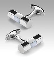 Autograph Mother of Pearl and Onyx Cufflinks by Simon Carter