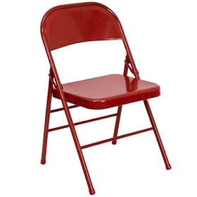Set of 4 Triple Braced and Double Hinged Red Metal HERCULES&trade; Folding Chair... by Furniture Crew