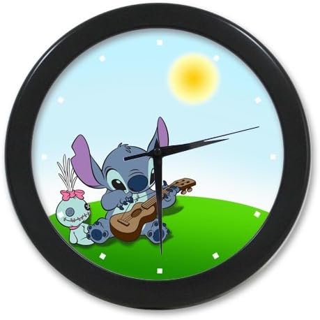 POOKOO! Optional Custom Hot Anime Character Stitch 9.65" elegant wall clock for Home Decoration And Unique Gift for decoration!(Black Frame)