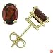 14k Yellow Gold Four Prong 7x5mm Oval Garnet Stud Earrings