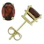 14k Yellow Gold 7x5mm Oval-Shaped Garnet Stud Earrings