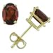14k Yellow Gold 7x5mm Oval-Shaped Garnet Stud Earrings