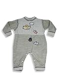 Beyond Basics Kids - Newborn Baby Boys Long Sleeved Velour Coverall, Grey, Blue