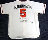 Brooks Robinson Autographed/Hand Signed Mitchell & Ness Baltimore Orioles White Jersey HOF 83 & Huma