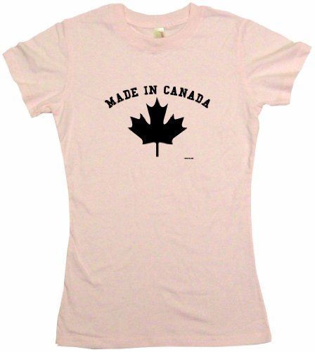 Made In Canada Maple Leaf Logo Women's Tee Shirt Medium-Pink Babydoll (petite fit)