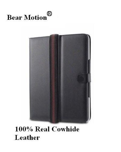 Bear Motion 100% Real Cowhide Leather Flip Book Case Jacket/folio for Apple Ipad 3g Tablet/wifi Model 16gb, 32gb, 64gb (Black)