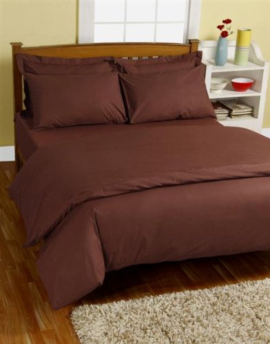 Homescapes 200 Thread Count Ultrasoft - Plain Chocolate Brown Duvet Cover - 1 Housewife Pillowcase included - Single - 100% Egyptian Cotton, Anti Dust Mite.