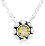 Sterling Silver Lemon Quartz Swirl Flower Pendant by Zina, 17'