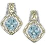 Silver and 10k Gold Blue Topaz and Diamond Earrings