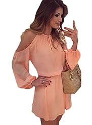 Long Sleeves Off the Shoulder Chiffon/Cotton  Shirt Party Dress 