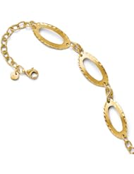 14k Yellow gold Leslies Diamond cut and Satin Fancy Link Bracelet