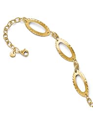 Leslies 14k Diamond-cut and Satin Fancy Link Bracelet Length 7"