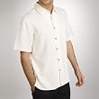 Sandals Cay Men's Cream White Tonal Jacquard Silk Camp Shirt