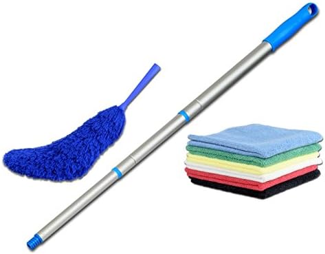 Microfiber Ultimate Duster Kit - Duster, Extension Pole, 5 Dusting Cloths - Best for Hard to Reach Spaces - Easy to Use - Picks Up Dust Like a Magnet - Better Than Feather Dusters - 1-year Guarantee