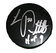 Luc Robitaille Autographed Hockey Puck Featuring "HOF 09" Inscription! Los Angeles Kings, Detroit Red Wings, Proof Photo
