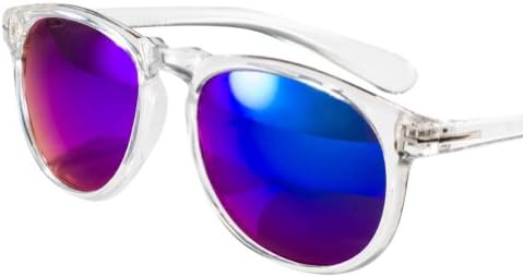 Uv Retro Fashion Sunglasses，2014 New Wave of People's Congresses Box Reflective Sunglasses (Transparent frame - Purple Lens)