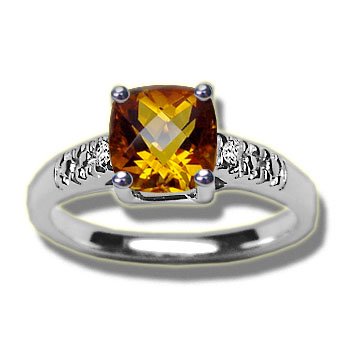 Buy .01 CT 6MM CHECKERCUT CITRINE LADIES WHITE RING by Rubin Arthur and Co.