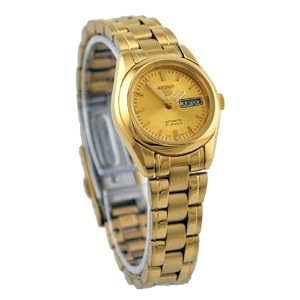Seiko Automatic Ladies Gold Tone Gold Dial Watch SYME84K1