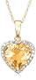 10k Yellow Gold, November Birthstone, Citrine and Diamond Heart Pendant