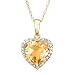 10k Yellow Gold, November Birthstone, Citrine and Diamond Heart Pendant
