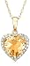 10k Yellow Gold, November Birthstone, Citrine and Diamond Heart Pendant