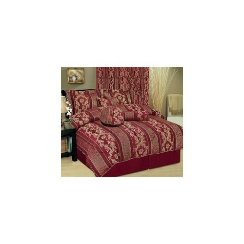 Wyndham House 7pc Jacquard Queen Size Comforter Set Assorted Beige Black Sage Burgundy Purple