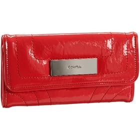 Calvin Klein Patent Padding Continental Checkbook Wallet