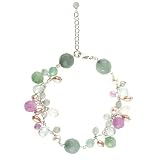 Handmade White & Pink Freshwater Pearl Bracelet With Jade, Amazonite & Sterling Silver