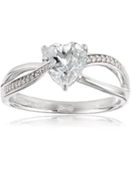 Sterling Silver Aquamarine and Diamond Ring (0.05 cttw, G-H Color, I2-I3 Clarity)
