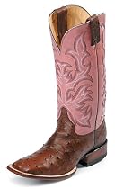 Women's Justin 13" Full Quill Ostrich Leather Pull-On Exotics Cowboy Boots