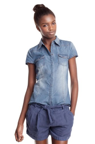 ESPRIT Damen Bluse Regular Fit, D21350, Gr. 36 (S), Blau (light vintage 943) Preisvergleich